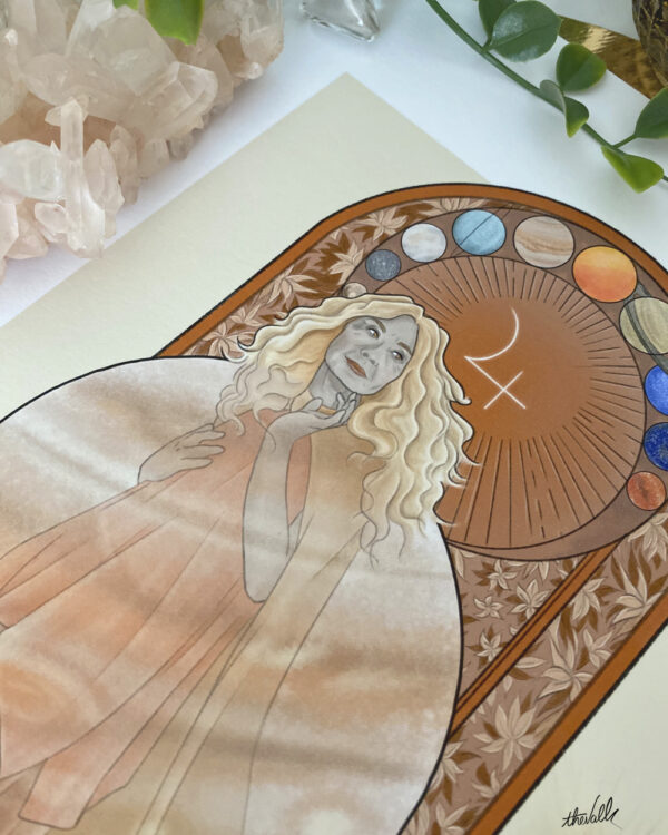 Illustration Femme, Série Planètes : Jupiter & Agate du Botswana