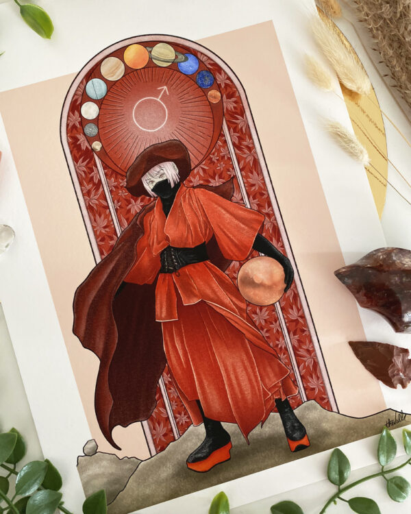 Illustration Femme, Série Planètes : Mars & Hématite rouge