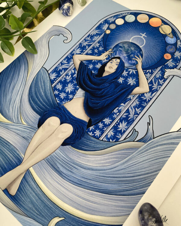 Illustration Femme, Série Planètes : Terre & Sodalite