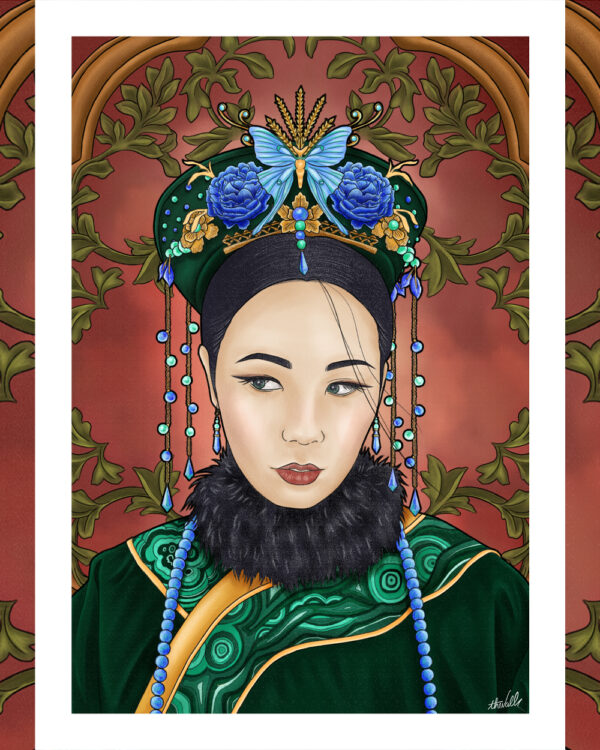 Illustration Femme, Série Femme Chinoise : Azurite Malachite