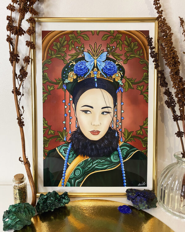 Illustration Femme, Série Femme Chinoise : Azurite Malachite