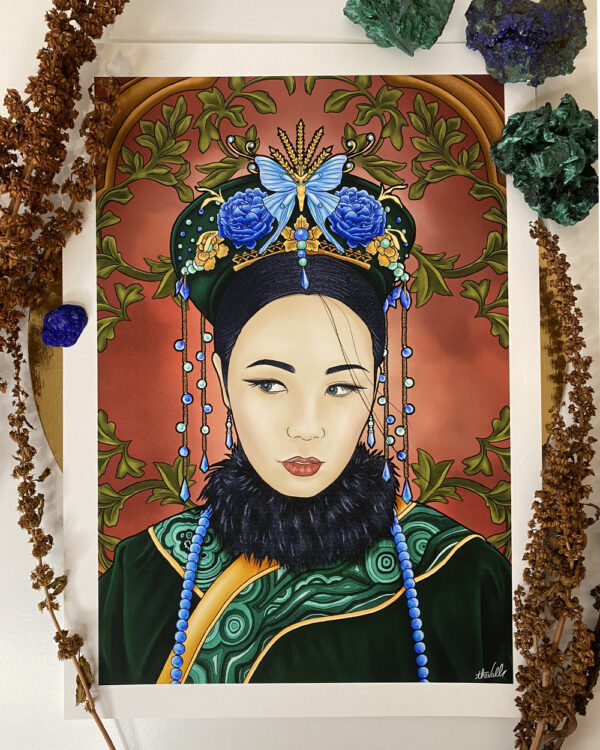 Illustration Femme, Série Femme Chinoise : Azurite Malachite