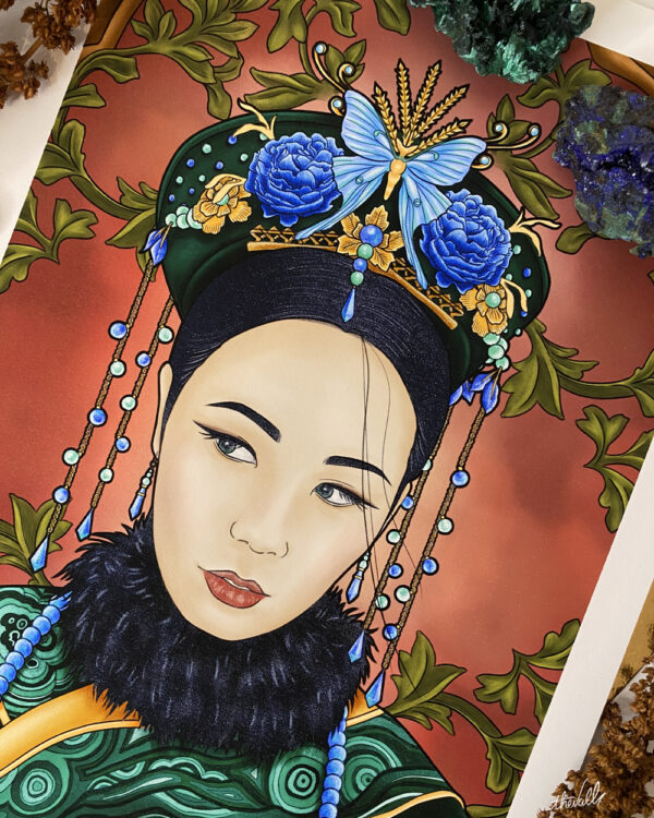 Illustration Femme, Série Femme Chinoise : Azurite Malachite