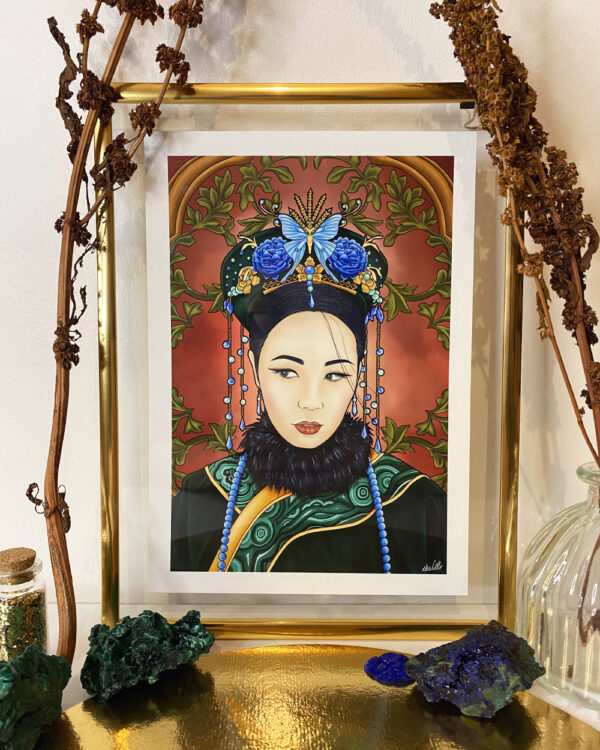 Illustration Femme, Série Femme Chinoise : Azurite Malachite