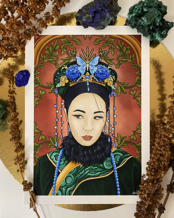 Illustration Femme, Série Femme Chinoise : Azurite Malachite