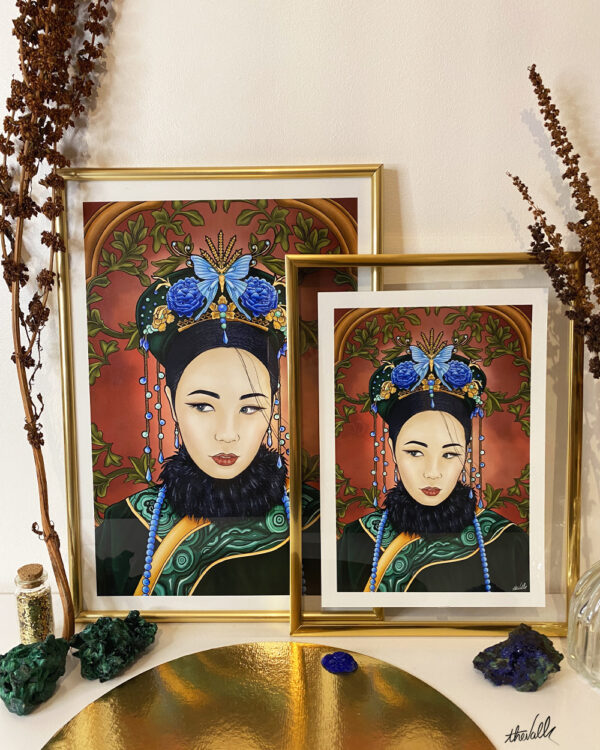 Illustration Femme, Série Femme Chinoise : Azurite Malachite