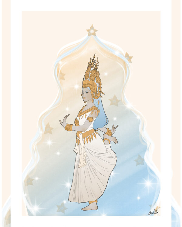 Illustration Femme, Danseuse cambodgienne céleste Apsara