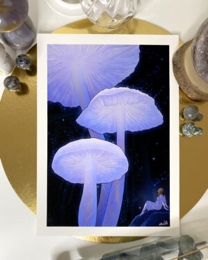 Illustration Femme et Champignons, Agate violette